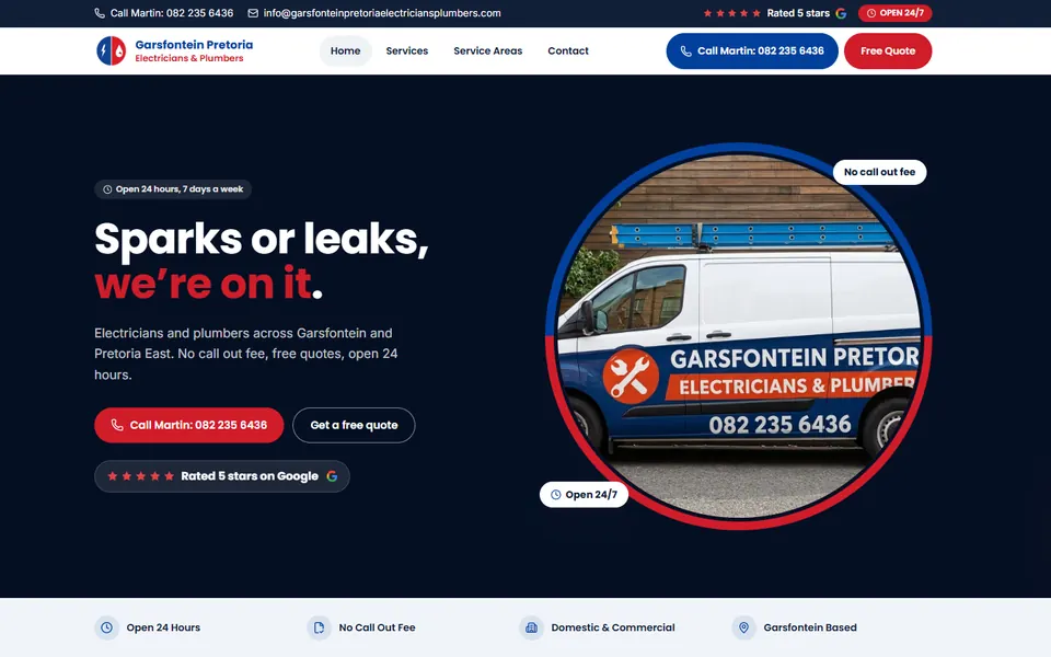 Garsfontein Electricians & Plumbers website